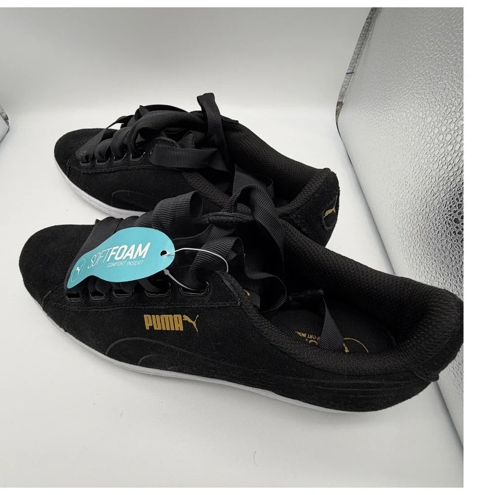 Puma Vikky Ribbon Women's 8.5 Black Solid Regular Fit Modern Elegant Coquette